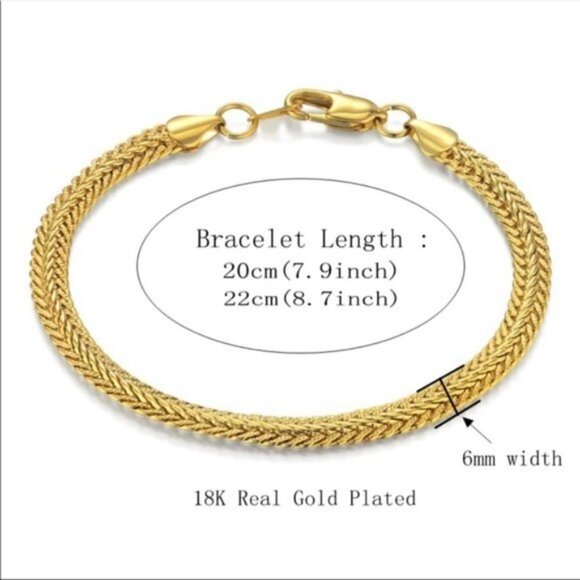 18K Gold Plated Unisex Set of Necklace and Bracelet - Picture 4 of 5
